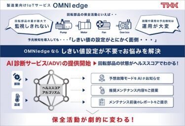 THK　回転部品向けAI診断 しきい値設定不要 独自ヘルススコア算出