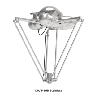 ファナック、食品市場向けオールステンレスパラレルリンクロボット「DR/8-16B Stainless」可搬重量8kgと動作範囲1600mmのロングリーチモデル